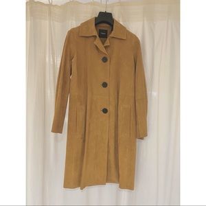 Theory Piazza Button Front Suede Coat